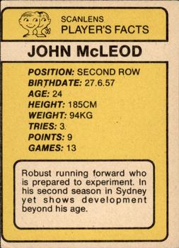 1981 Scanlens #73 John McLeod Back